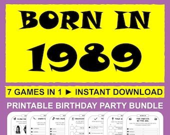 35th Birthday Games Born In 1989 Game Bundle Party Activities Men Women 35 Years Him Her 1989 Trivia Quiz Printable Instant Download