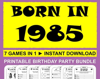 39th Birthday Games Born In 1985 Game Bundle Birthday Party Activities Men Women Him Her 1985 Trivia Quiz Printable Instant Download