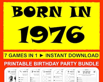 1976 Birthday Trivia Games: Birthday Party Bundle (Printable)