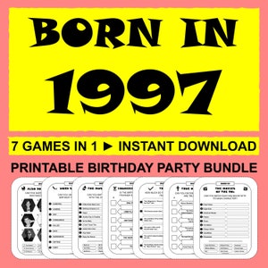 28th Birthday Games Born In 1997 Game Bundle Birthday Party Activities Men Women Him Her 1997 Trivia Quiz Printable Instant Download