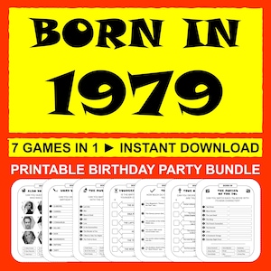 46th Birthday Games Born In 1979 Game Bundle Party Activities Men Women Him Her 1979 Trivia Quiz Printable Instant Download
