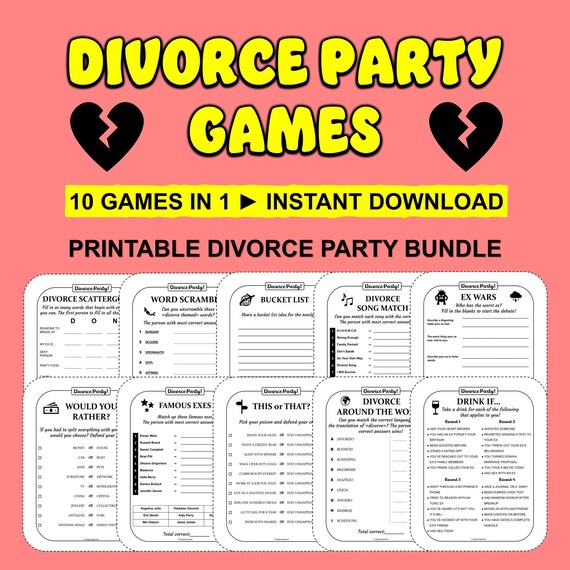 Divorce Party Games Bundle: 10 Breakup Games (Printable)