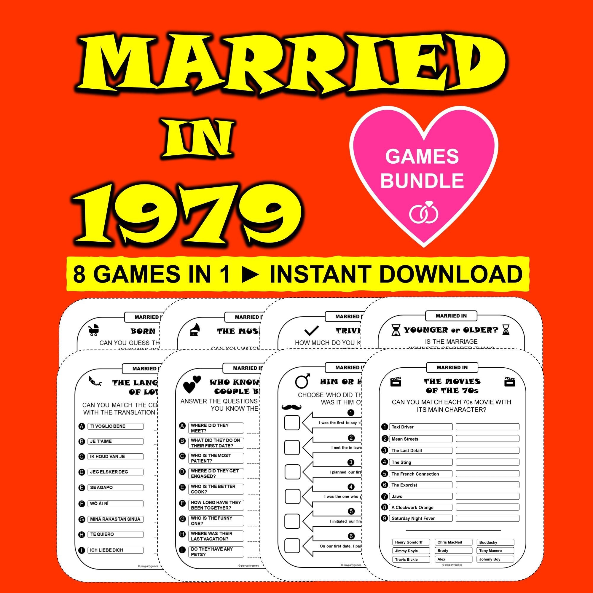 45th Wedding Anniversary Games Sapphire Wedding Games Married in 1979 ...