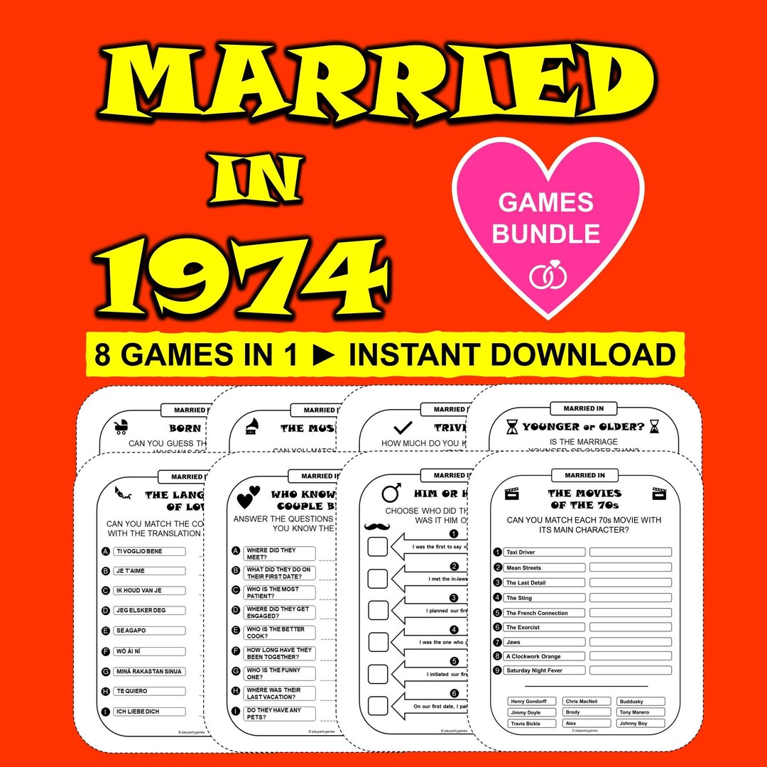 50th Wedding Anniversary Games Gold Wedding Games Married in 1974 Game
