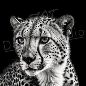 Artistic Cheetah PNG / PNG Laser Engraving file for slate / Digital Design / Wildlife / Animal Life / Laser ready / Cheetah for engraving