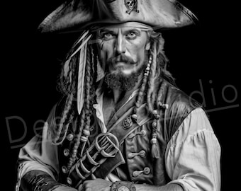 Artistic Pirate PNG / PNG Laser Engraving file for slate / Digital Design / Dragon / Laser ready / Pirate for engraving