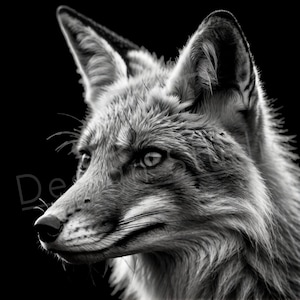 Artistic Fox PNG / PNG Laser Engraving file for slate / Digital Design / Wildlife / Animal Life / Laser ready / Fox for engraving