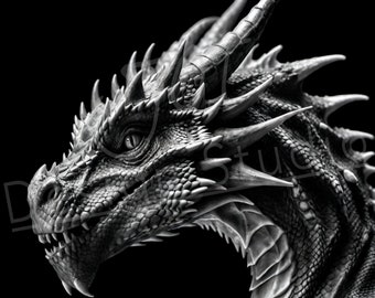 Artistic Dragon PNG / PNG Laser Engraving file for slate / Digital Design / Dragon / Laser ready / Dragon for engraving