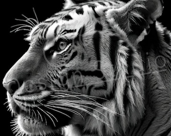 Artistic Tiger PNG / PNG Laser Engraving file for slate / Digital Design / Wildlife / Animal Life / Laser ready / Tiger for engraving