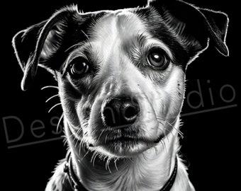 Artistic Jack Russel PNG / PNG Laser Engraving file for slate / Digital Design / Wildlife / Animal Life / Laser ready / Dog for engraving