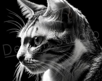 Artistic Cat PNG / PNG Laser Engraving file for slate / Digital Design / Wildlife / Animal Life / Laser ready / Cat engraving