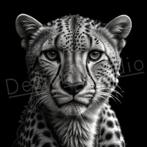 Artistic Cheetah PNG / PNG Laser Engraving file for slate / Digital Design / Wildlife / Animal Life / Laser ready / Cheetah for engraving