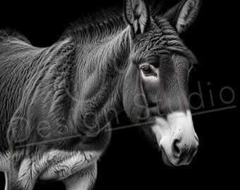 Artistic Donkey PNG / PNG Laser Engraving file for slate / Digital Design / Wildlife / Animal Life / Laser ready / Donkey for engraving