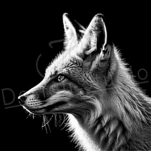 Artistic Fox PNG / PNG Laser Engraving file for slate / Digital Design / Wildlife / Animal Life / Laser ready / Fox for engraving