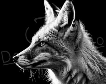 Artistic Fox PNG / PNG Laser Engraving file for slate / Digital Design / Wildlife / Animal Life / Laser ready / Fox for engraving