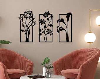 Flowers wall art svg,dxf, EPS,AI and PDF files.plasma cut file,wall art dxf,laser cut files,Glowforge files, flowers panel svg