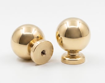 Pomello rotondo in ottone massiccio per armadi e cassetti