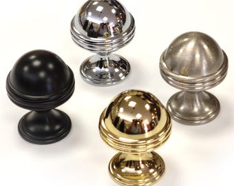 Solid Brass Round Knobs - Kitchen Cabinet Knobs 1.1"(28mm)