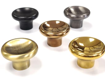 Handmade Unlacquered Brass Cabinet Knobs: Round Solid Brass Handles