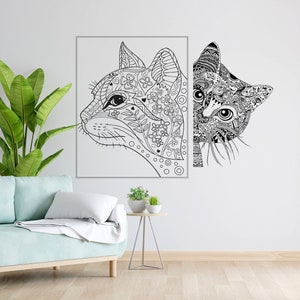 Cat, kitten laser cut svg dxf files wall sticker engraving decal silhouette template cnc cutting router digital vector instand download