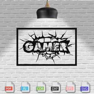 Gamer Dxf Dateien Gamer Laser Cut Gamer Svg Datei Cricut Gamer Metall Wandkunst Gamer Cnc Project Gamer Cnc Router Gamer Wall Decor Gamer T-Shirt
