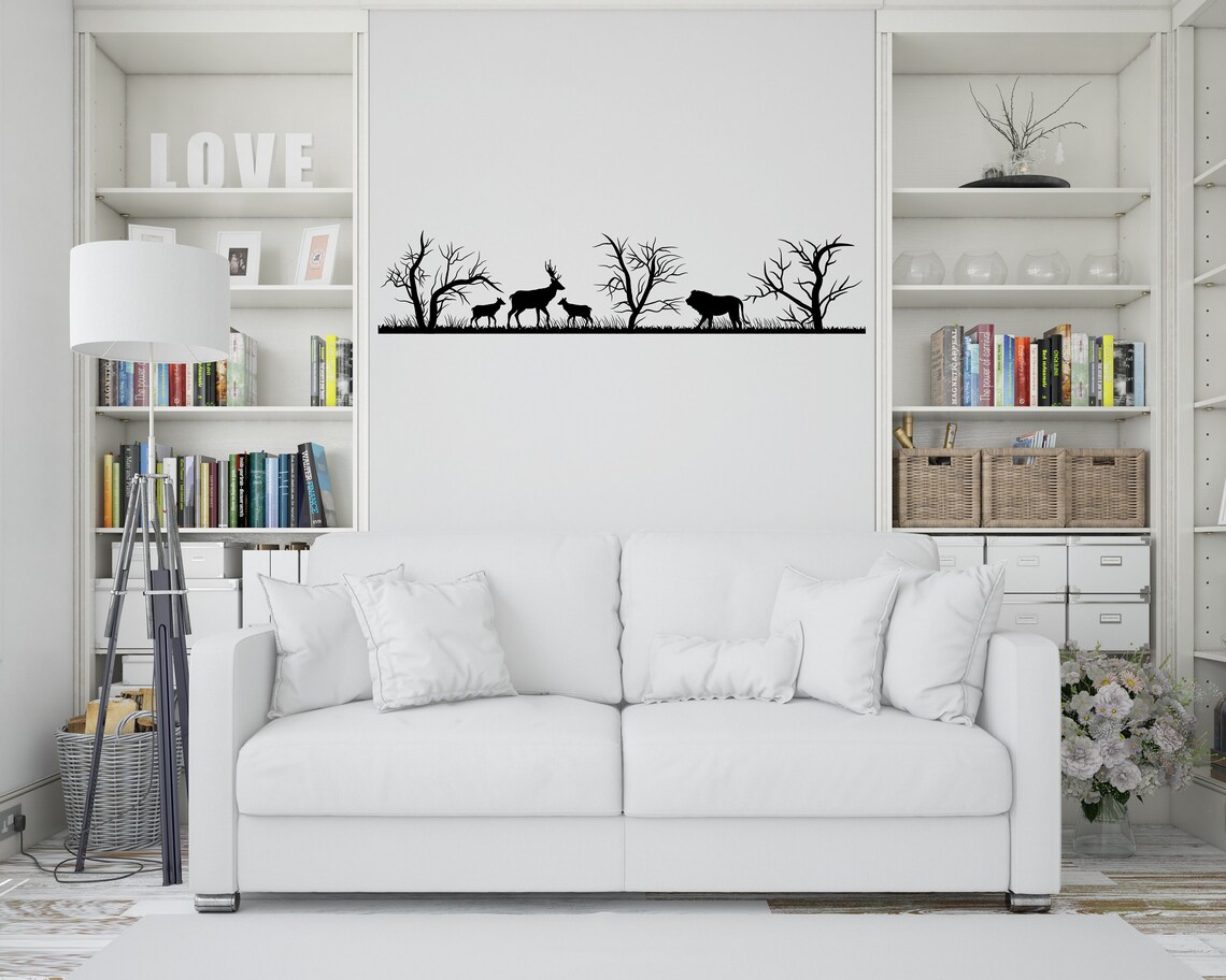 Wandtattoo Dschungeltiere – Löwe, Elefant, Giraffe, 71x60 Cm, Selbstklebend, Für Kinderzimmer