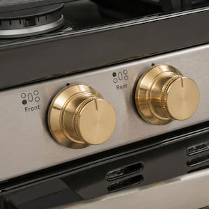 Olackerade mässingsknoppar till spis, 4 st