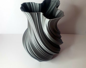 3D Printed Grey Swirl Vase, Home decor, unique pattern