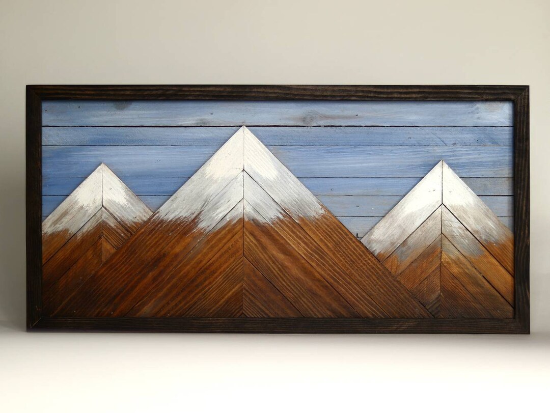 Wood Mountain Wall Art. Rustic Mountains. Reclaimed Wood Art Etsy