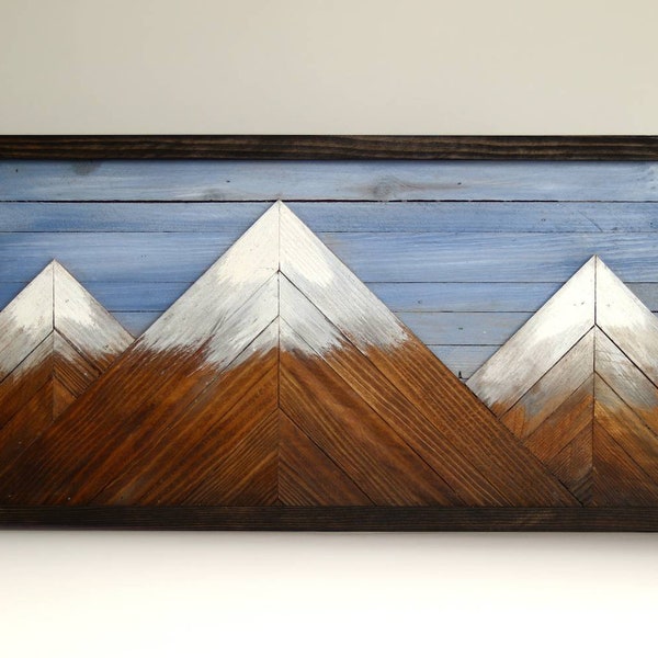 Wood Mountain Wall Art. Rustic Mountains. Reclaimed Wood Art