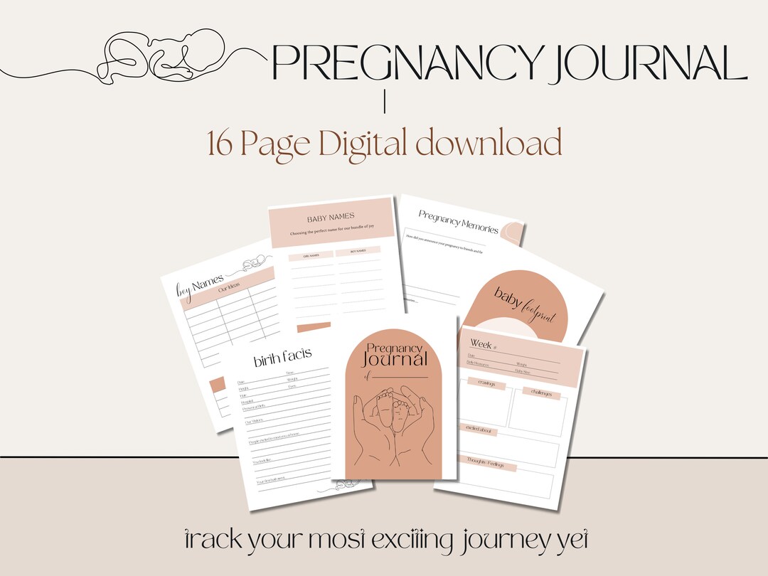 Digital Pregnancy Journal Printable Pregnancy Journal Canva Template Memory Book Pregnancy ...