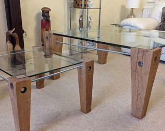 Bespoke And Original Glass And Oak Coffee Table