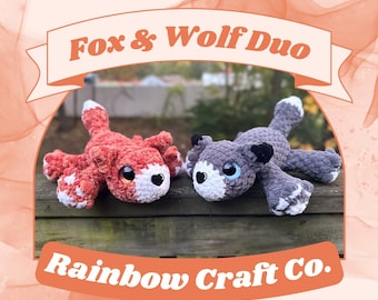 2-in-1 Fox & Wolf Pattern, Sienna the Fox, Storm the Wolf, 2 in 1 Animal Crochet, Market Bestseller, Cute Plushie Pattern for Fiber Artist