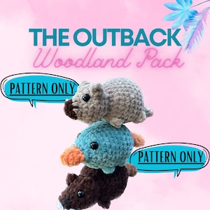 NO SEW Outback Woodland Pack Häkelanleitung, Häkelanleitung, Amigurumi, Schnabeltier-Muster, Biber, Muster für Fiber Artist