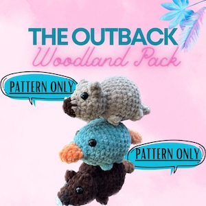 NO SEW Outback Woodland Pack Crochet Pattern, Crochet Pattern, Amigurumi, Platypus Pattern, Beaver, Pattern for Fiber Artist