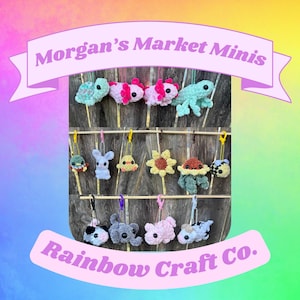 Morgan's Market Minis, Keychain häkeln Muster, Tier häkeln Paket, Markt Bestseller, Nr. Sew/Low Sew Muster für Fiber Artist
