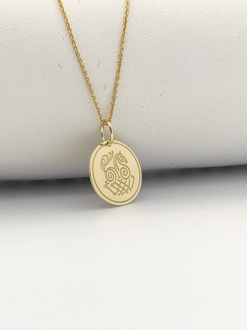 14K Solid Gold Odin Horse Necklace, Gold Sleipnir Pendant, Personalized ...