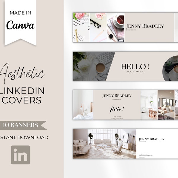 10 Linkedin cover template | Linkedin Timeline Cover | Instant Download | Social Media Banner | Modern Canva Template | Business