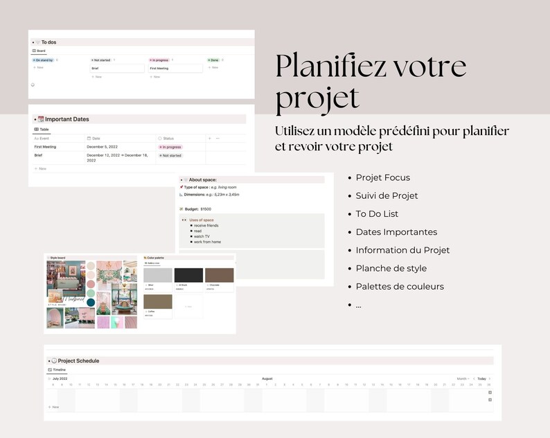 Modèle Notion De Gestion De Projets De Décoration D’intérieur ...