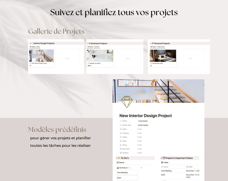 Modèle Notion De Gestion De Projets De Décoration D’intérieur ...