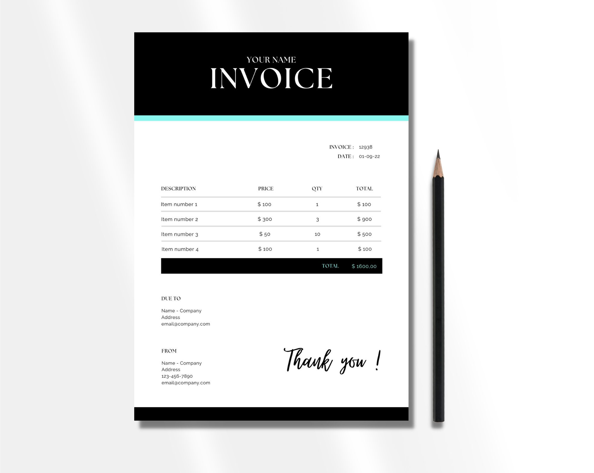 Canva Invoice Template Minimalist Invoice Template Invoice Etsy