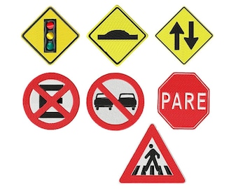 Road Sign embroidery design bundle - Vehicle Sign embroidery designs machine embroidery pattern - Transport Traffic Sign embroidery file