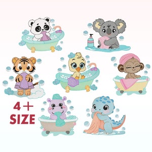 Bathing Baby Animal embroidery design bundle - Bathing Bird embroidery designs machine embroidery pattern - Woodland Safari embroidery file