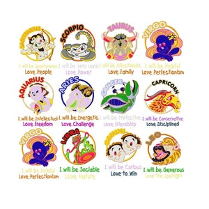 Pakiet wzorów do haftu Znaki zodiaku - wzory do haftu monogramów astrologicznych, wzór do haftu maszynowego - Plik do haftu horoskopu - Lew