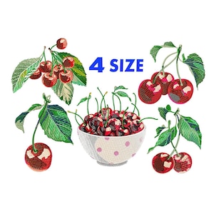 Paquete de diseño de bordado de cerezas Coquette de más de 5: patrón de bordado a máquina de diseños de bordado de cereza, bordado de frutas