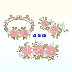 Rose Wreath Monogram embroidery design bundle - Rose Border embroidery designs machine embroidery pattern - Spring Rose embroidery file