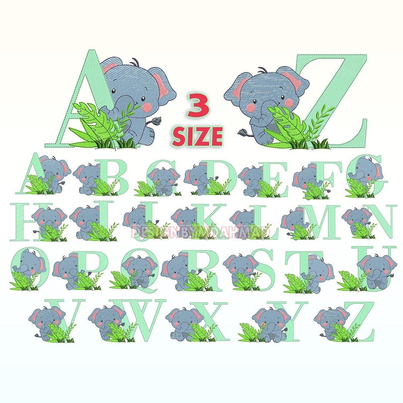 Alphabet Elephant Etsy
