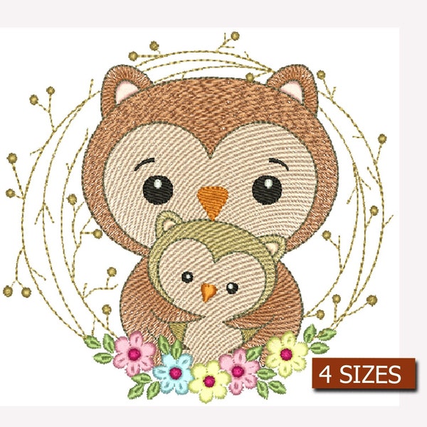 Owl embroidery designs - Woodland animals embroidery design machine embroidery pattern - Baby girl embroidery file - instant download 4 size