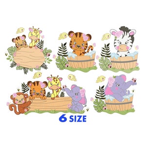 Safari Family embroidery design bundle - woodland animal embroidery designs machine embroidery pattern - elephant embroidery file - giraffe