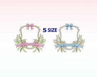 Royal Flower Crest monogram embroidery design bundle - Shield Frame embroidery designs machine embroidery pattern - badge embroidery file